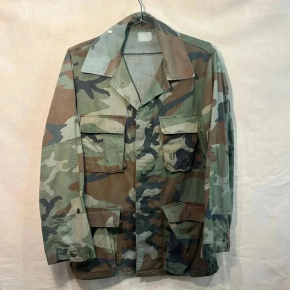 Vintage | USMC Camo Print Jacket - Green & Brown / Sz S - Picture 2 of 9